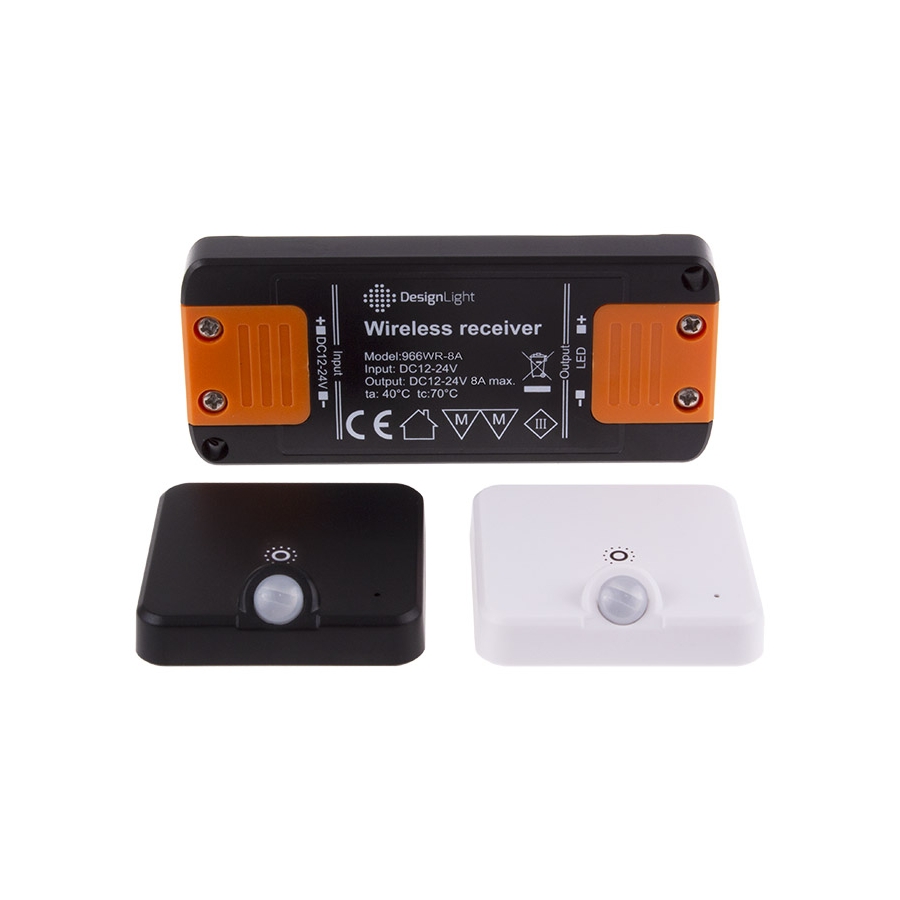 Zestaw PIR do szaf bezprzewodowy DELI czarny DesignLight wyłącznik i sensor ze ściemniaczem