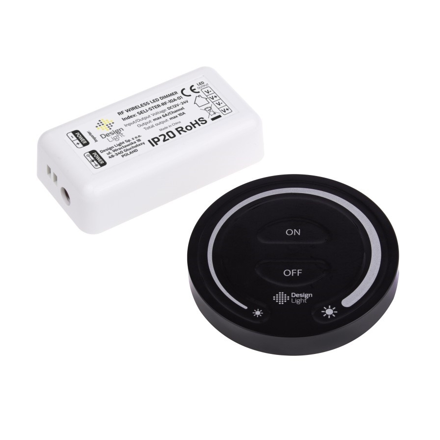 Zestaw sterowania oświetleniem bezprzewodowo RF z pilotem SELI CZARNY DesignLight