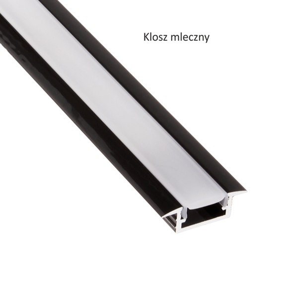 Profil LED wpuszczany INLINE MINI XL czarny 2m klosz mleczny